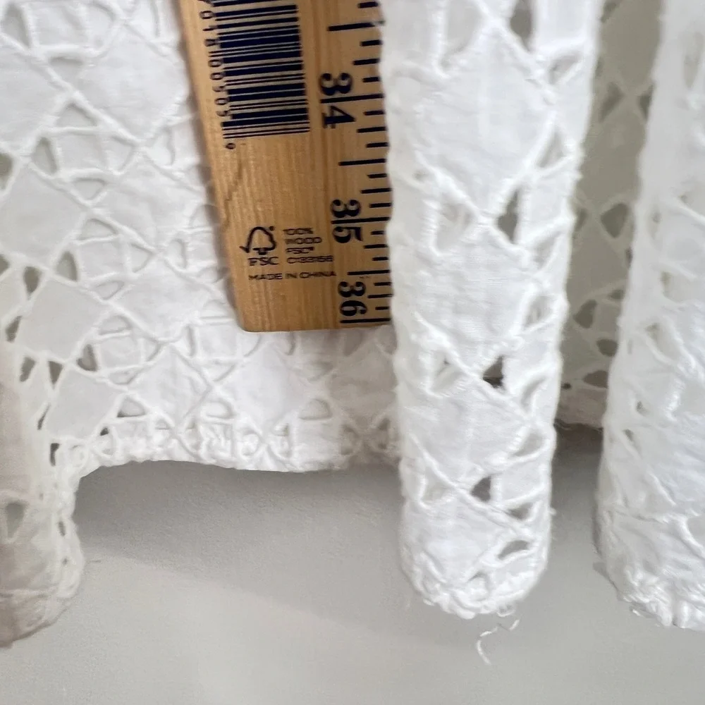 Ann Taylor Dress Eyelet Lace Fit & Flare 6 White Sleeveless Shirtdress Summer - Picture 8 of 13